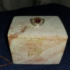 Garnet & Two - Tone Handmade Freeform Ring.